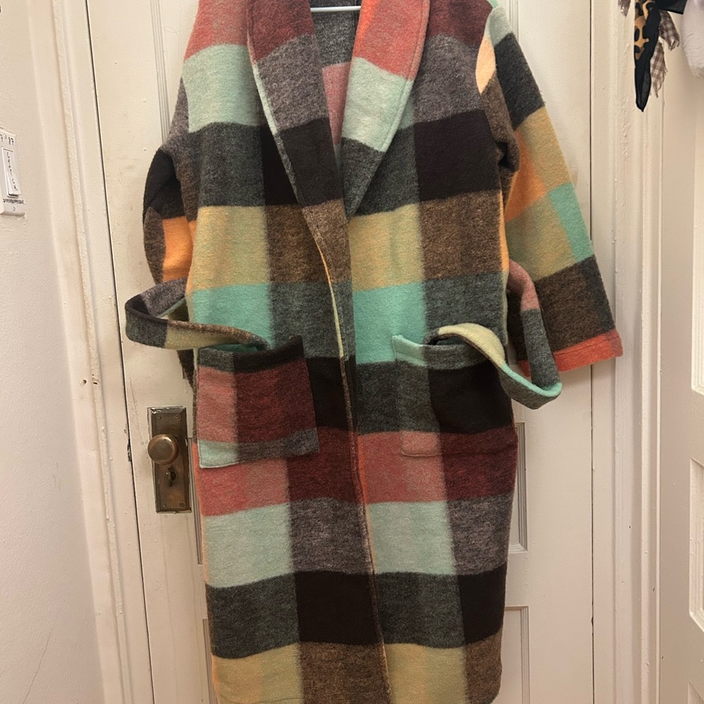 Colorful Plaid Long Coat